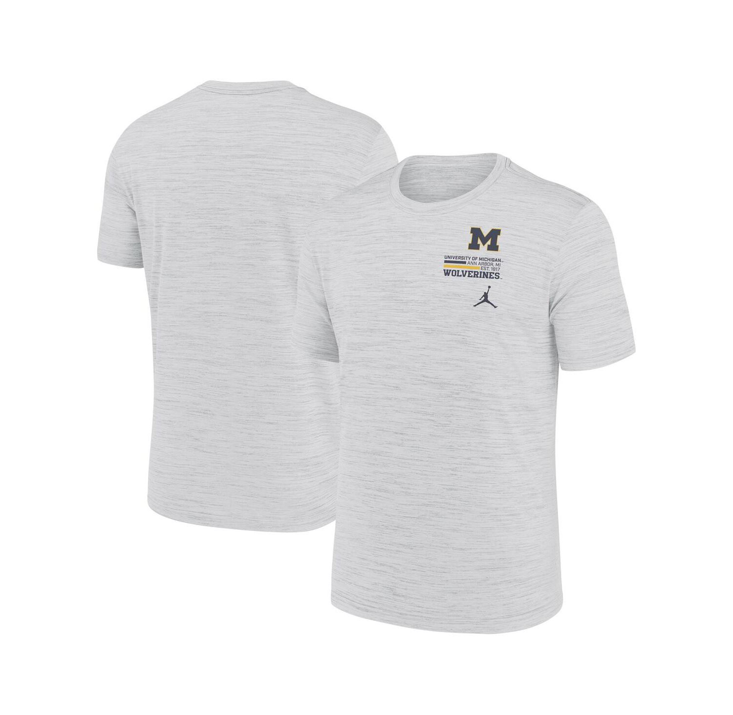 Men's White Michigan Wolverines Velocity Stacked Performance T-Shirt