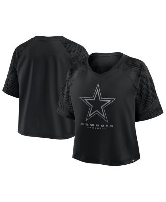 Fanatics - Women's Black Dallas Cowboys Oversized Raglan V-Neck Blackout Fashion Jersey