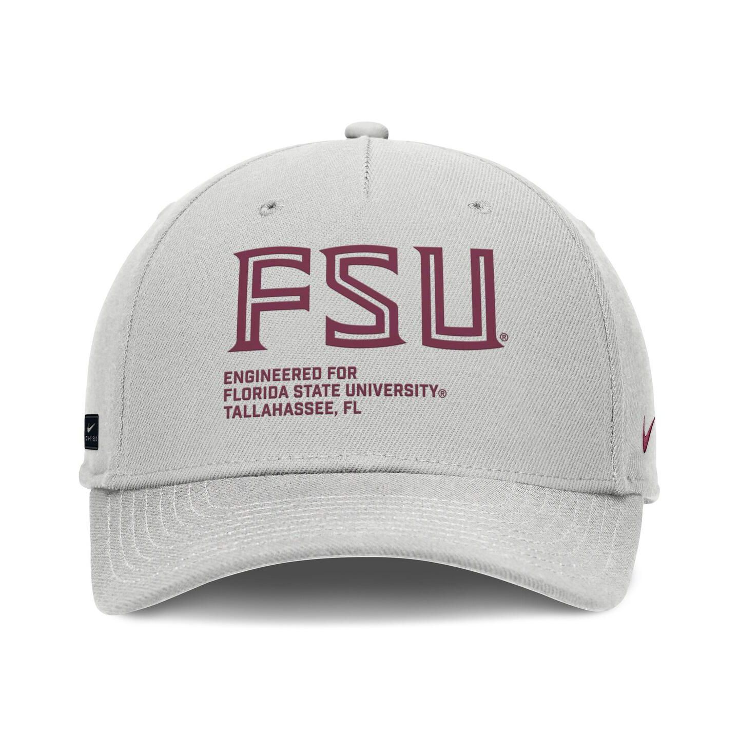 Мужская кепка Nike Gray Florida State Seminoles 2025 Sideline Dust Pinched Rise Adjustable Hat — фото 2
