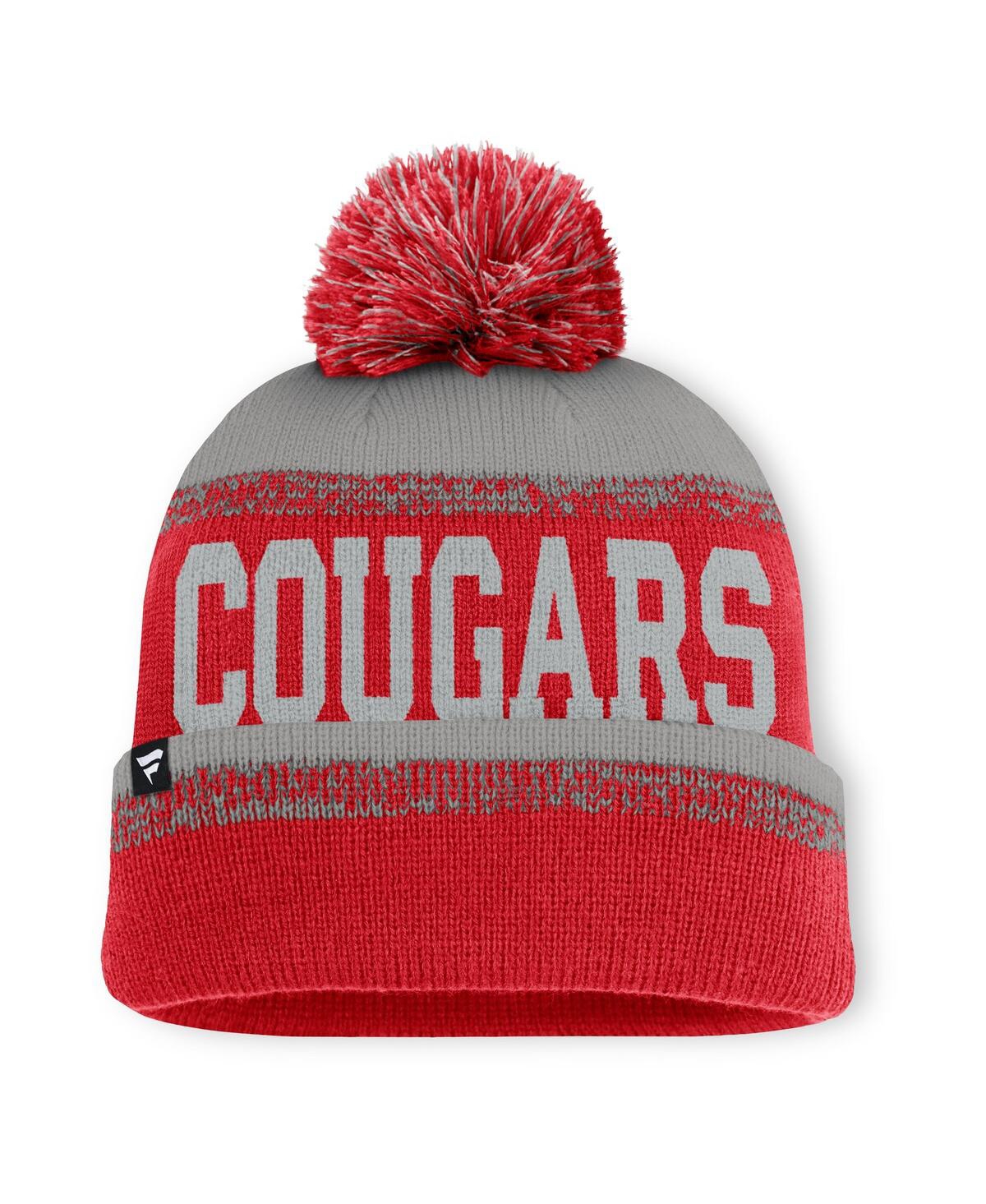 Fanatics Men's Red/Gray Houston Cougars Thrive Cuffed with Pom Knit Hat
