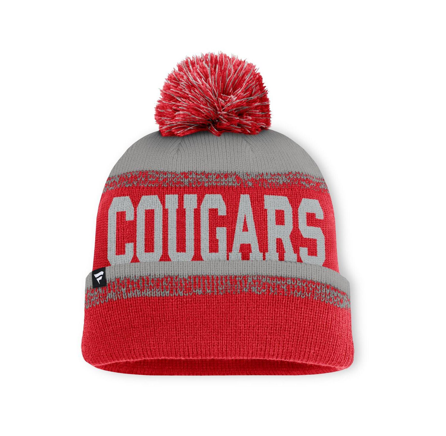 Men's Red/Gray Houston Cougars Thrive Cuffed with Pom Knit Hat
