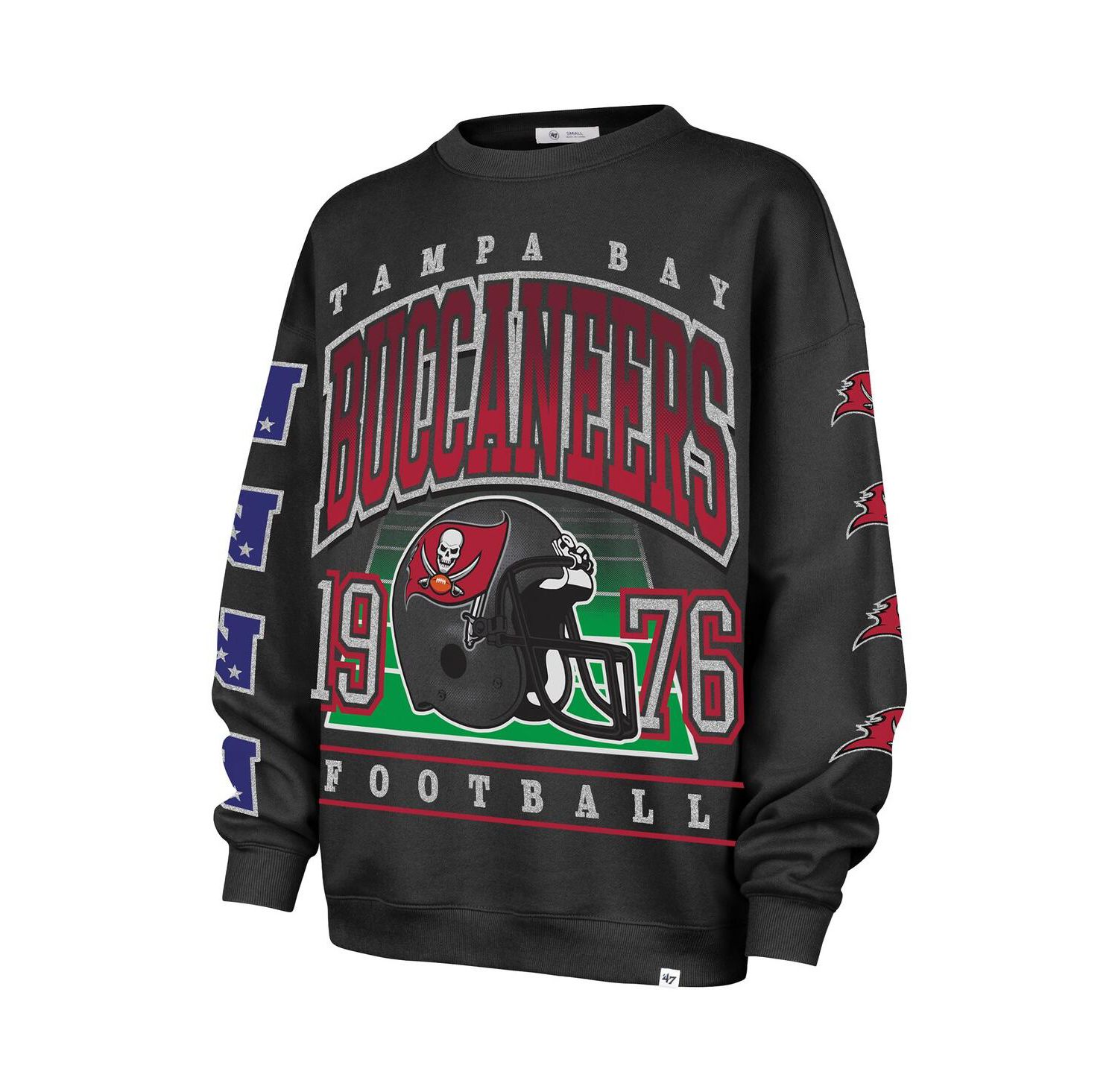 Women's Charcoal Tampa Bay Buccaneers Go Big Oversized Pullover Sweatshirt