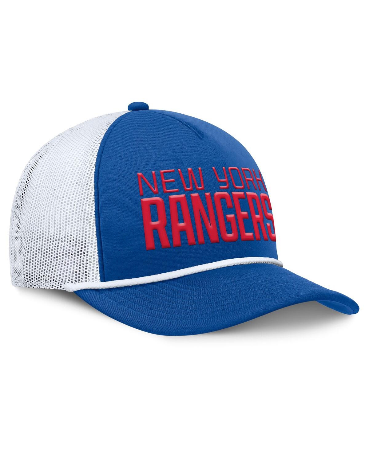 Fanatics Men's Blue/white New York Rangers Heritage Dutch A-frame Trucker Adjustable Hat In Blue