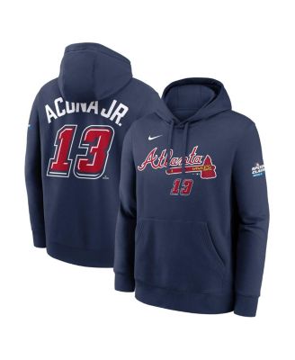 Nike - Men's Ronald Acuna Jr. Navy Atlanta Braves 2025 MLB Speedway Classic Name Number Hoodie