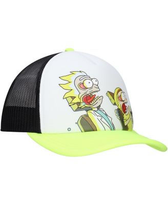 Men's and Women's White/Neon Green Rick and Morty Graphic Foam Trucker Adjustable Hat