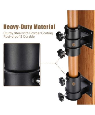 Deck Umbrella Mount Holder Bracket Height Flexible for Patio Railing Balcony Courtyard Poolside Mobile Cart Black Flat