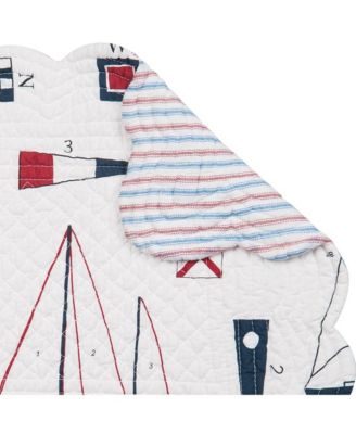 Windward Port Sail Boat Nautical Cotton Quilted Reversible Patriotic Placemats Set of 6, 13" x 19"