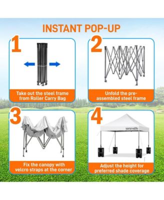 Pop Up Canopy Tent 10x10 - Commercial Instant Shelter Foldable/Collapsible Sun Shade Canopy Pop Up Tent w/Waterproof Tent Top, Portable Carry Bag & Sand Bag - SLGZ10W (White)