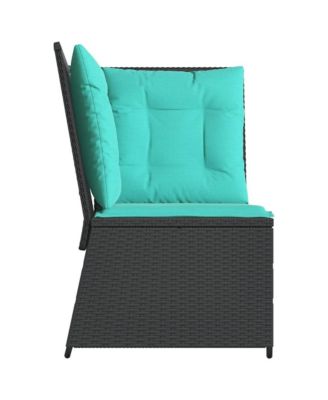 Patio Sofa Black PE rattan Compact Adjustable Feet Patio Sofa