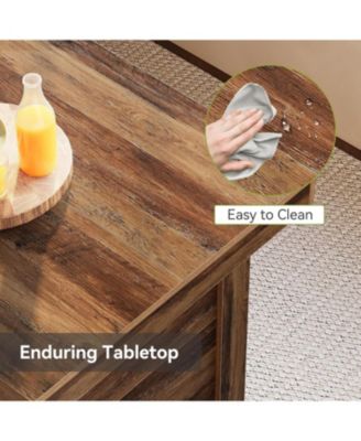 55 Inches Kitchen Island with Storage, 3-Tier Farmhouse Wooden Stationary Island Table