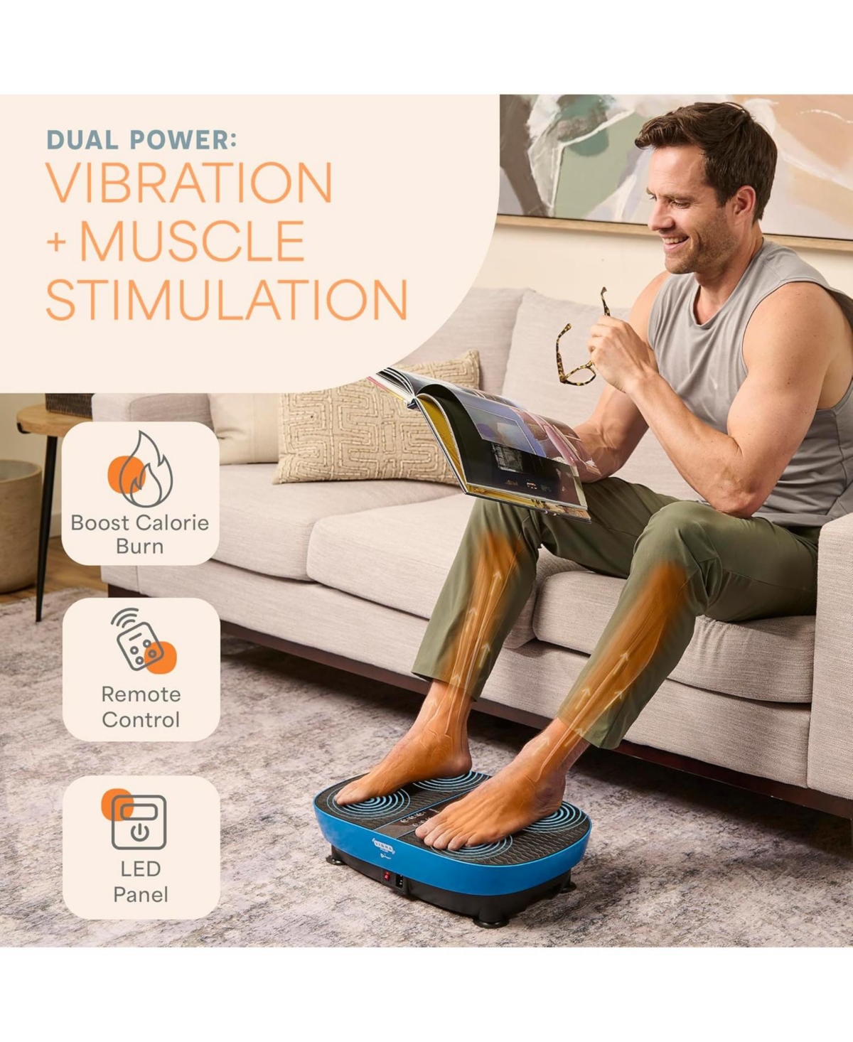 Lifepro Vibration Plate Exercise Machine with Footpad Pulse Technology – 99 Speeds, 9 Programs, Remote & Resistance Bands – Max Weight 2