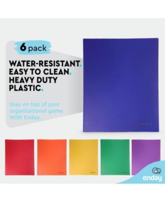 Plastic Folders with Pockets and Prongs, Black Two Pocket Folder with Brads, 6 Pc –by Enday