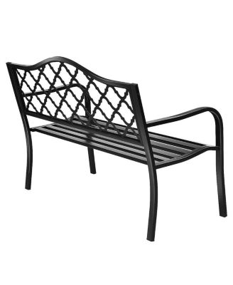50'' Patio Garden Bench Loveseats Park Yard Furniture Decor Cast Iron Frame
