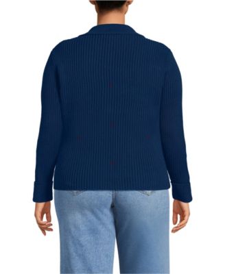 Women's Plus Size Drifter Ribbed Collared Blazer Sweater