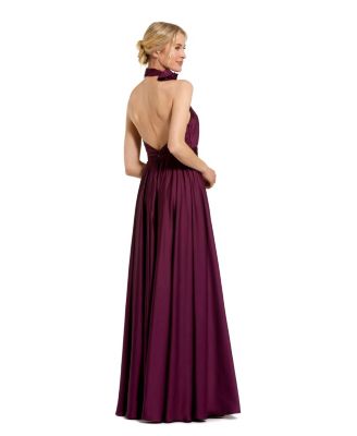 Women's Rosette Halter Chiffon Evening Gown
