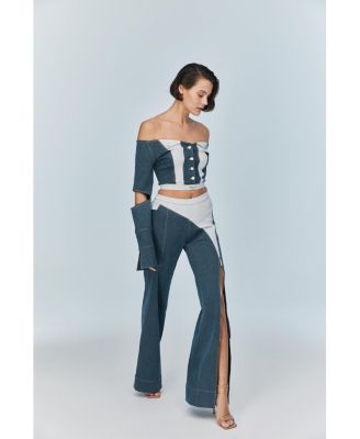 Monte Off Shoulder Denim Jacket - Chic Cropped Jean