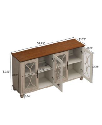 4-Door Storage Cabinet with Tempered Glass Doors