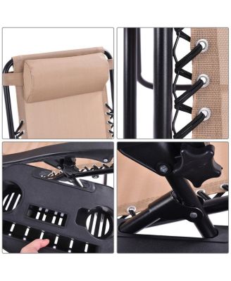 2PCS Zero Gravity Chairs Lounge Patio Folding Recliner Outdoor