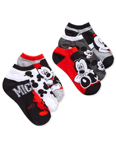 Disney Women's Mickey Mouse Stripes No Show 6-Pk. Socks
