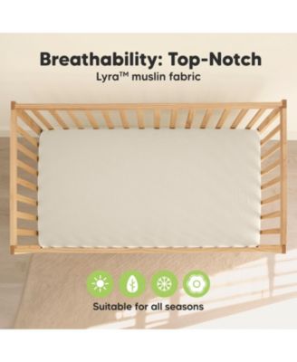 Lyra Muslin Crib Sheets for Boys, Girls, 2pk 52x28 Cotton Baby Crib Mattress Sheets Fitted, Soft, Breathable
