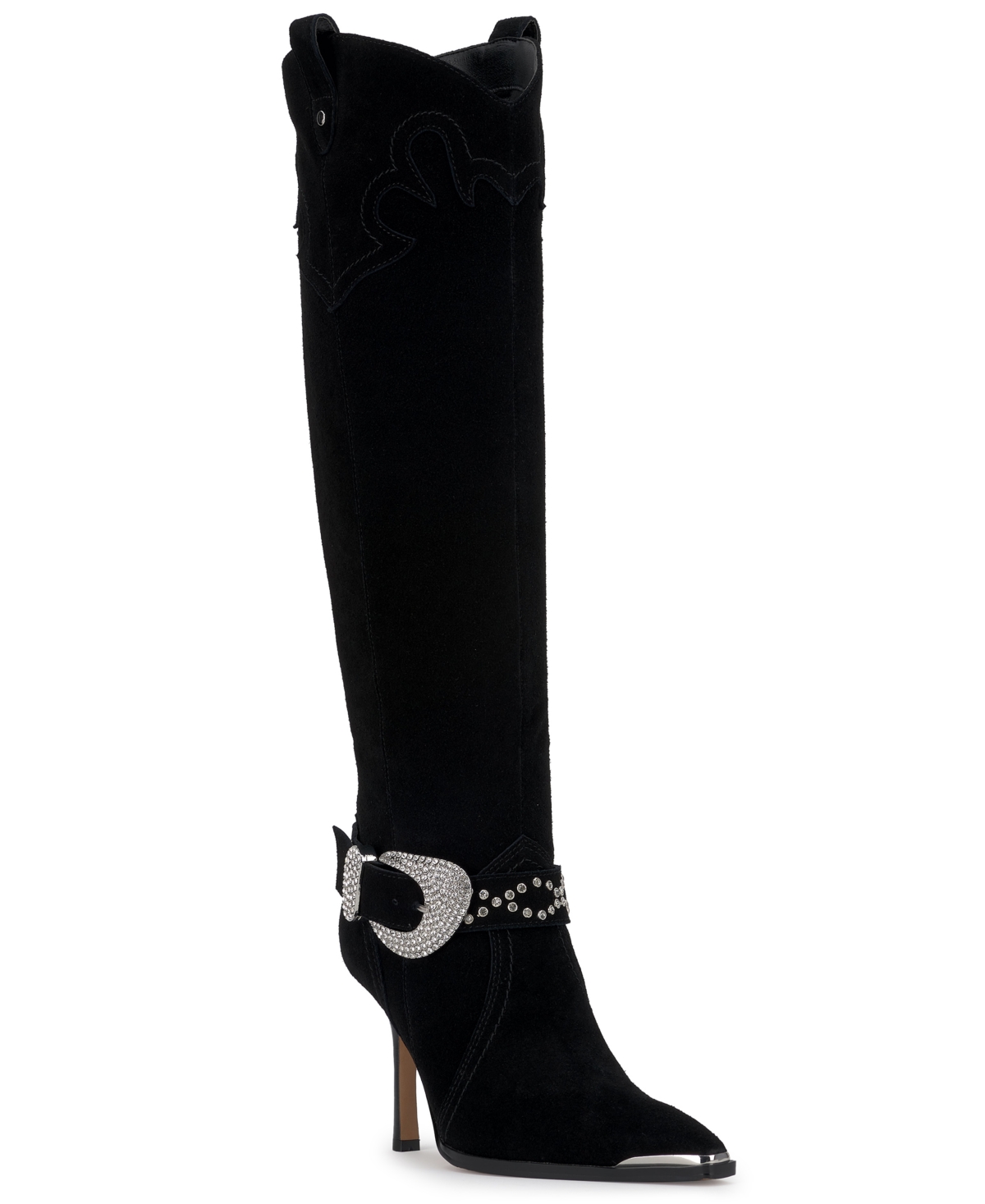 Jessica Simpson Women's Kenzin Tall Western Buckle Dress Boots In Black