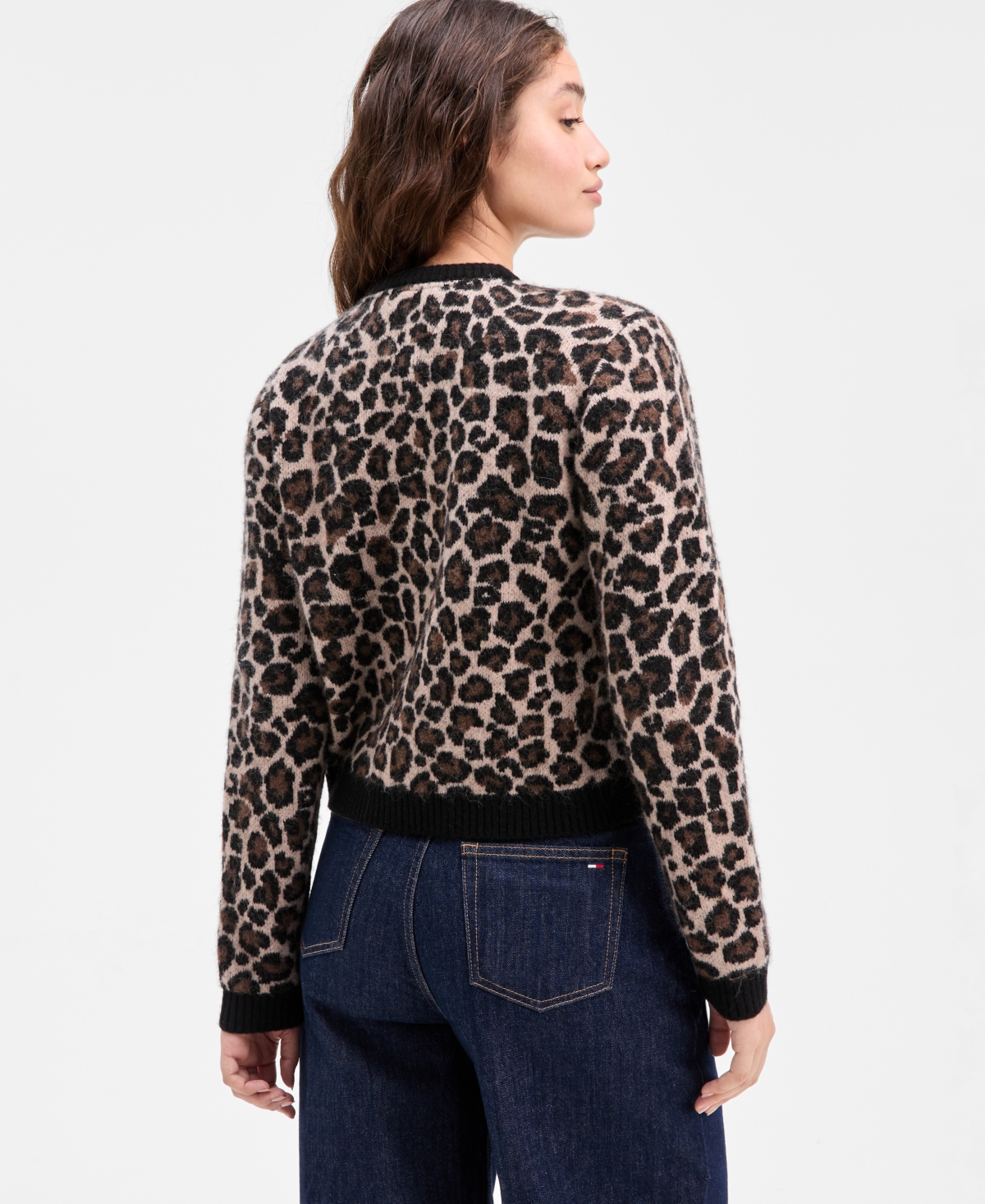 Tommy Jeans Women's Leopard-print Button-front Cardigan In Animal Print