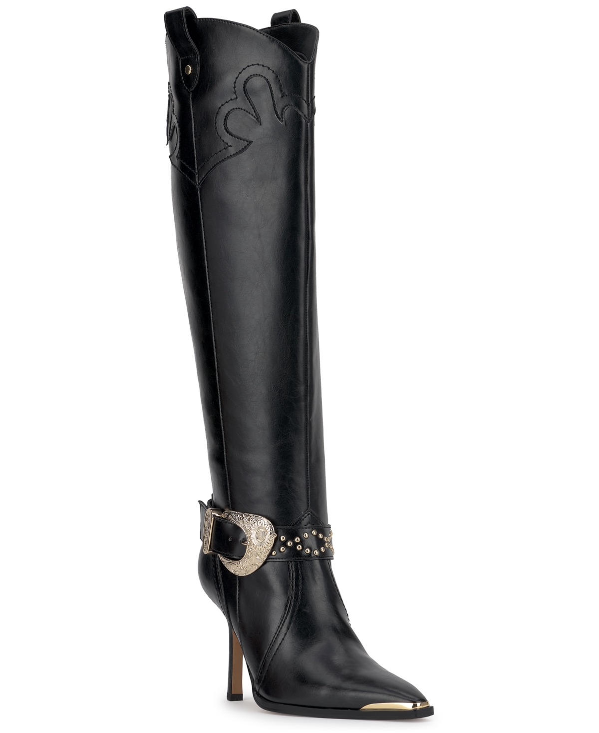 Jessica Simpson Women's Kenzin Tall Western Buckle Dress Boots In Black