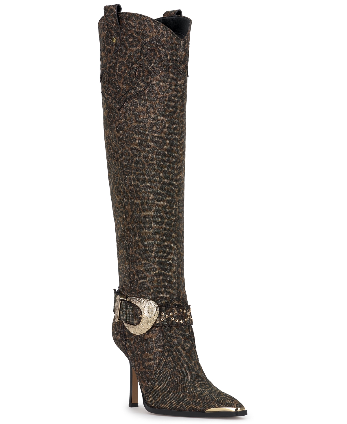 Jessica Simpson Women's Kenzin Tall Western Buckle Dress Boots In Brown