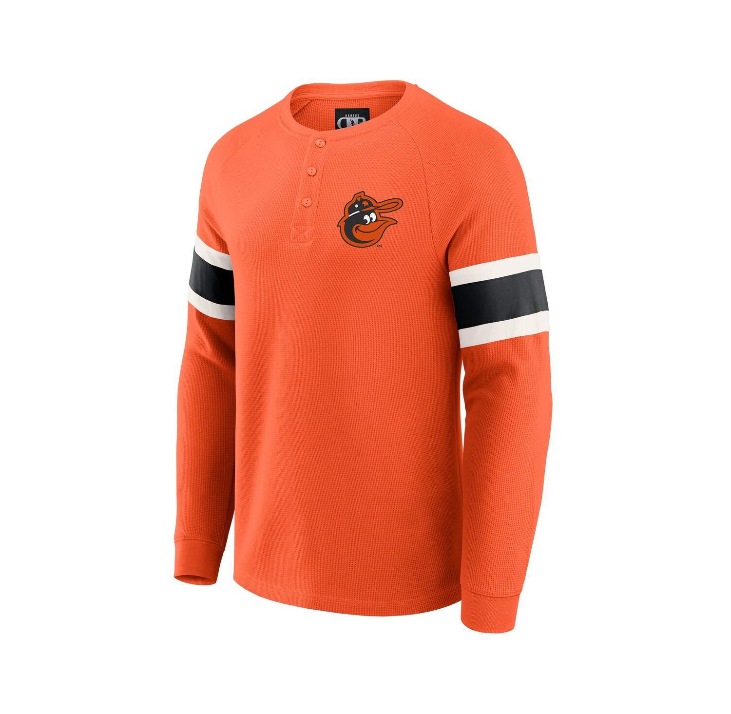 Darius Rucker Collection by Men's Orange Baltimore Orioles Waffle-Knit Raglan Long Sleeve Henley T-Shirt