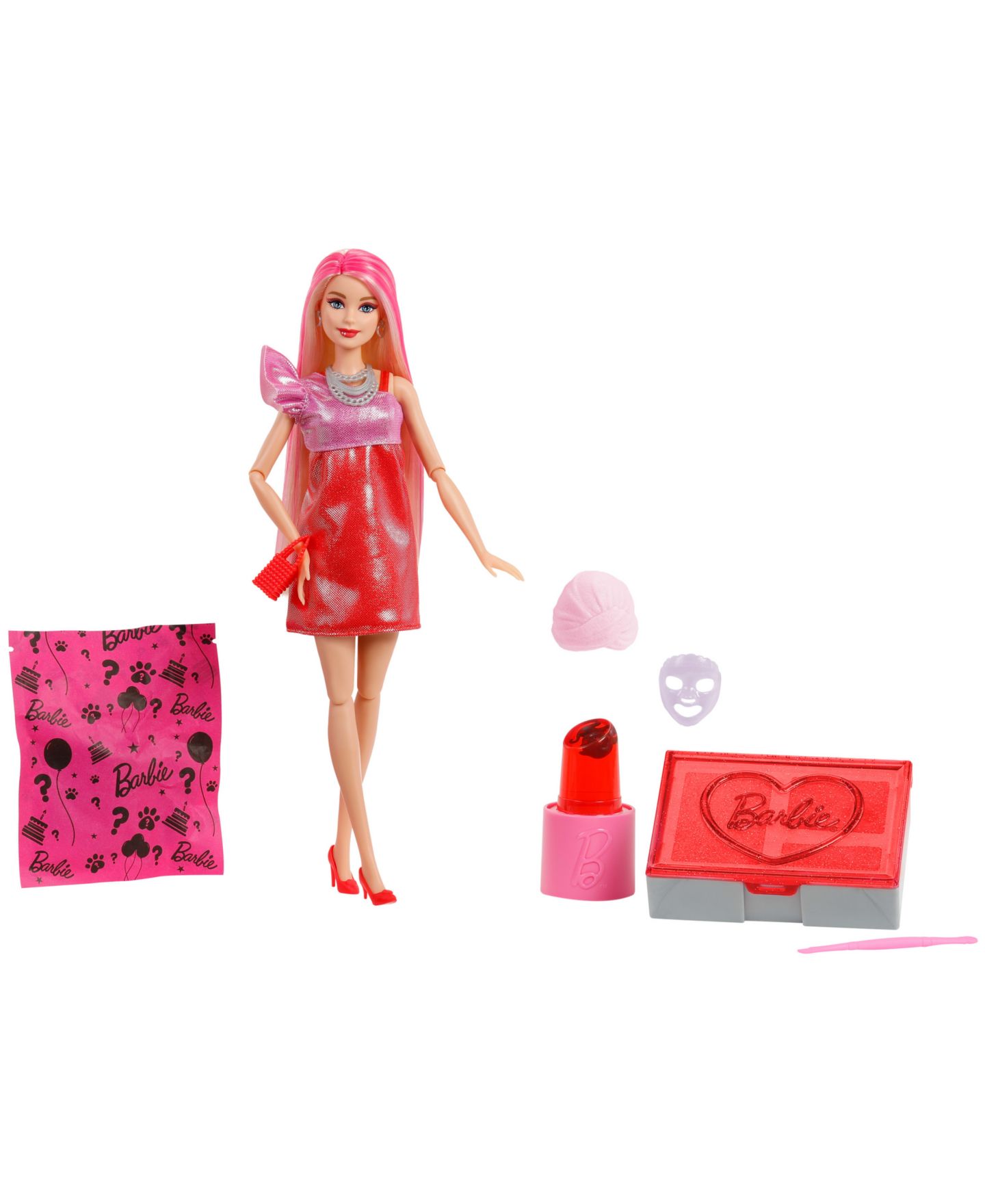 Детская кукла Barbie Party Unboxed Color-Change Sparkle Doll with 10 Surprises, Ages 3+ — фото 1