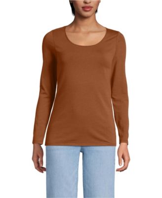 Women's Lightweight Jersey Skimming Long Sleeve Scoop Neck T-shirt