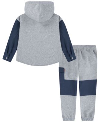 Boys' 4-7 Hooded Shacket Top and Jogger Pants, 2-Piece Set