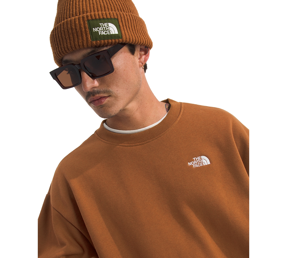 The North Face Men's Evolution Simple Dome Oversized Crew Sweatshirt In Brown