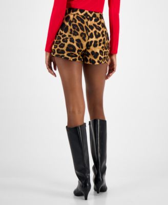 Women's Leopard-Print Fitted Zip-Front Shorts, Macy's Exclusive