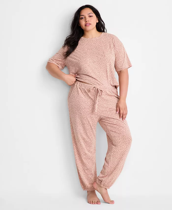 Women's 2-Piece Short-Sleeve T-Shirt and Joggers Pajama Set - thumbnail 10