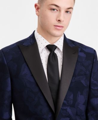 Men's Slim-Fit Jacquard-Floral Evening Jacket