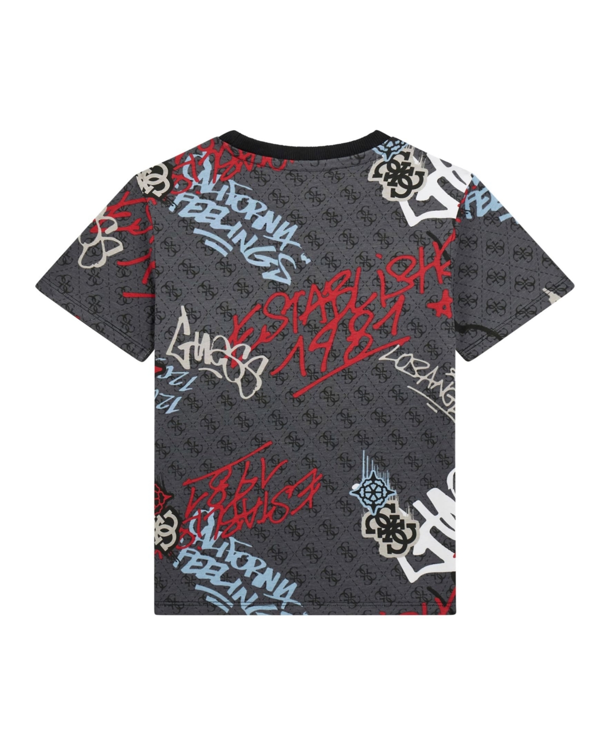 Guess Big Boys Printed Short Sleeve T-shirt In Black