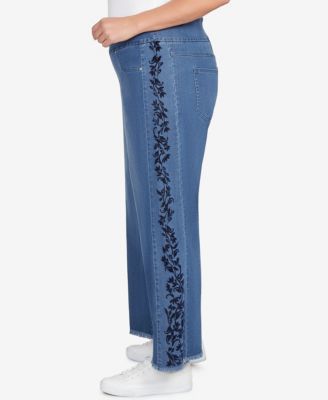 Plus Size Flocked Bootcut Ankle Jeans