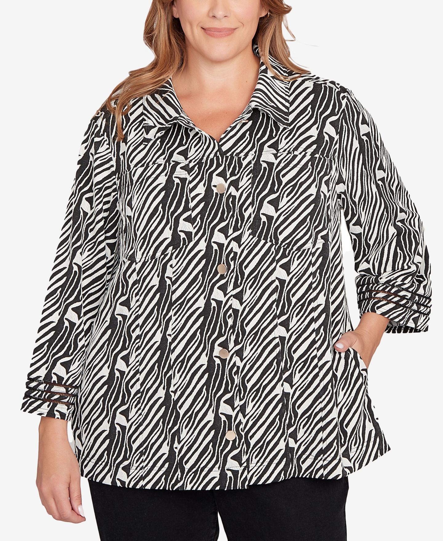 Женская куртка Ruby Rd. Plus Size Zebra Collared Knit Swing — фото 1