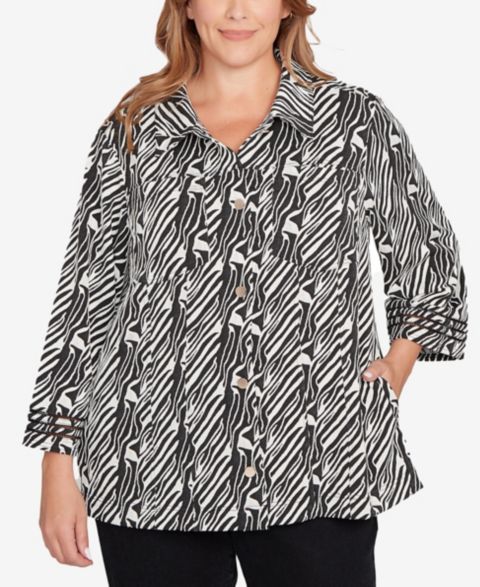 Женские куртки Ruby Rd. Plus Size Zebra Collared Knit Swing Jacket
