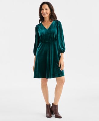 Style & Co - Women's V-Neck Long-Sleeve Dress