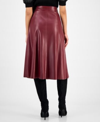 Women's Faux-Leather A-Line Skirt