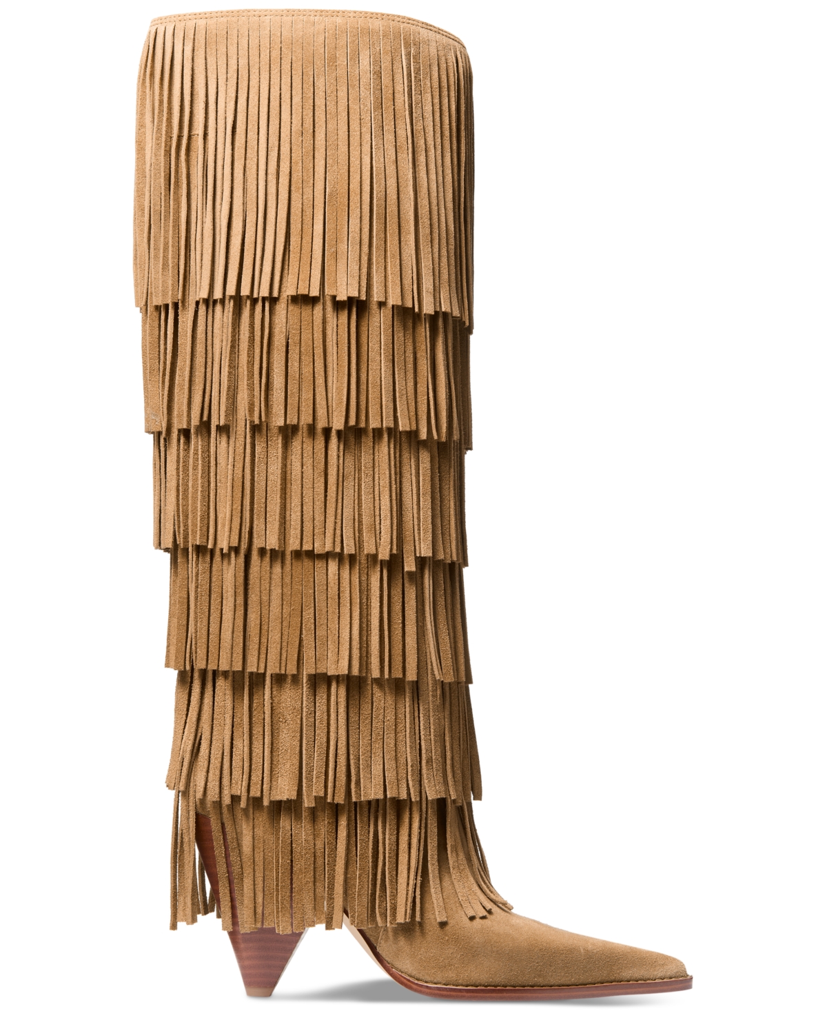 Michael Kors Jayla Fringed Suede Tall Boot In Brown