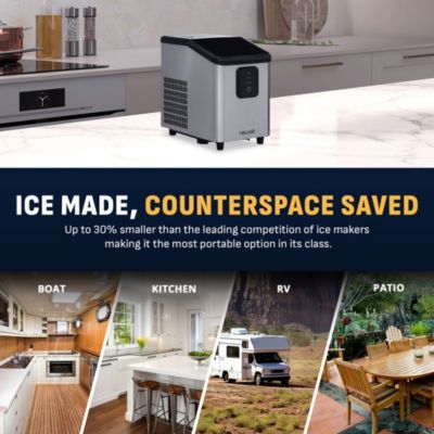 26 lbs. Mini Ice Maker Countertop, Portable Ice Machine in Stainless Steel