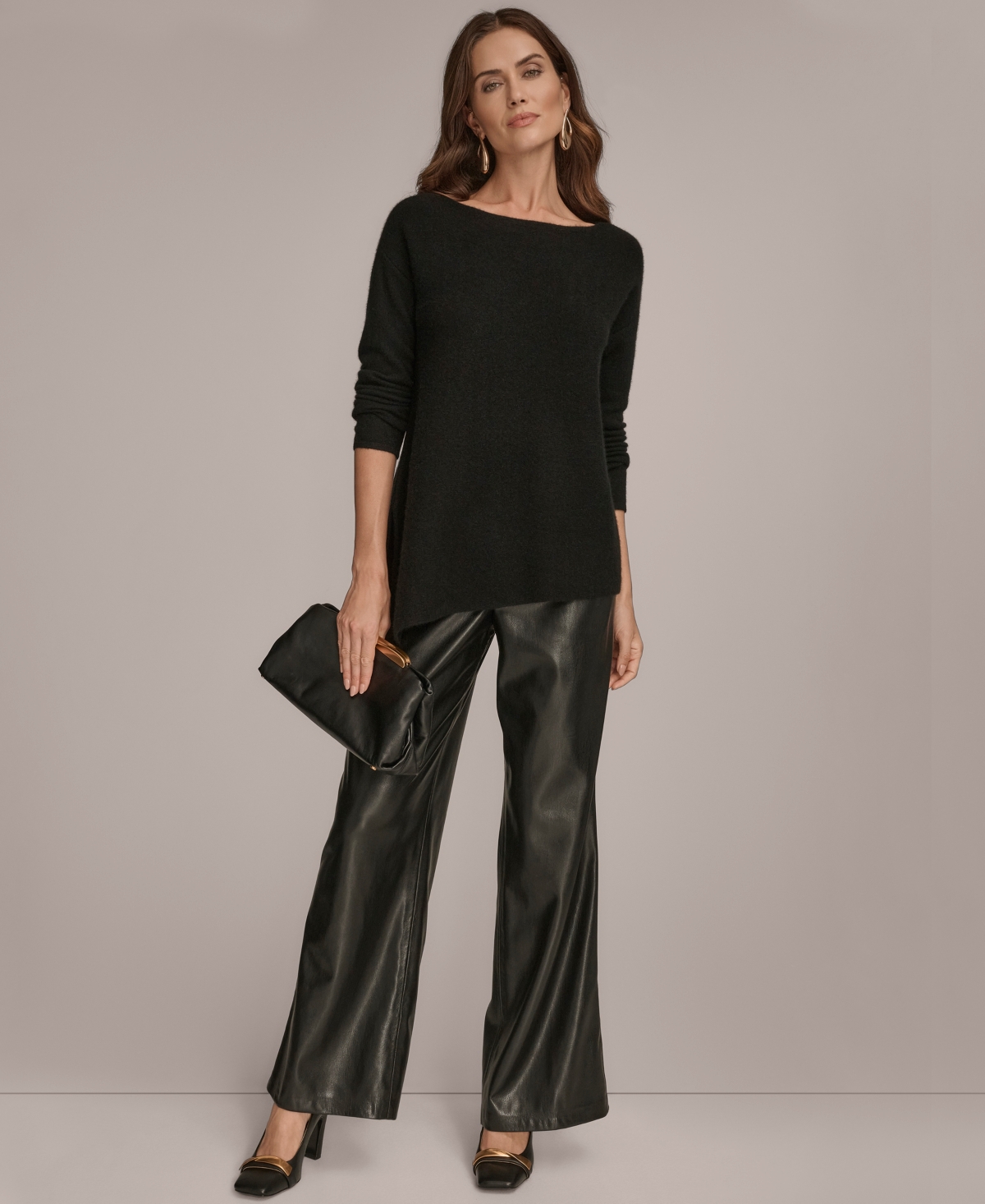 Donna Karan New York Women's Asymmetric Hem Cashmere Poncho Sweater