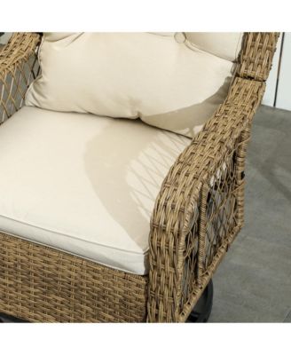 3 Pieces Wicker Bistro Set, Rocking Patio Furniture Set,