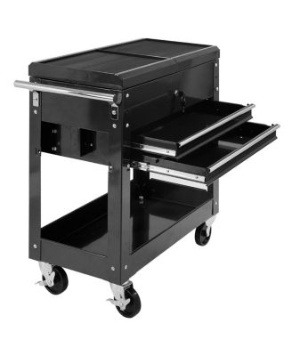 Rolling Mechanics Tool Cart Slide Top Utility Storage Cabinet Organizer 2 Drawer