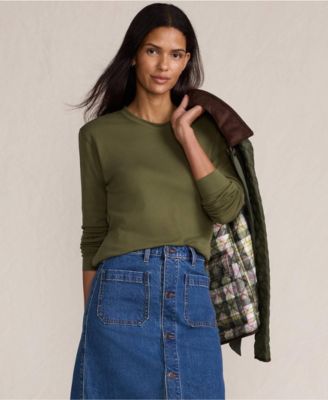 Women's Cotton Relaxed Long Sleeve Crew Neck