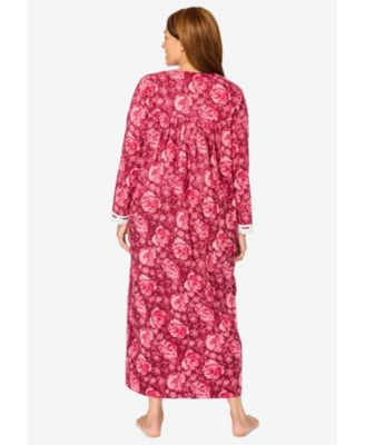 Women's Only Necessities Long 2-Piece Cabbage-Rose Peignoir Set