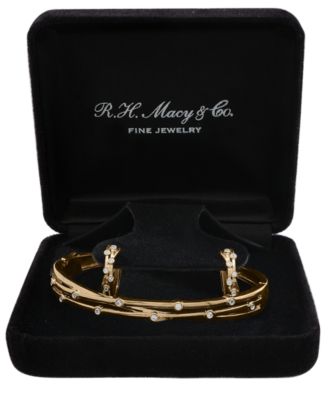 2-Pc. Set Diamond Bangle Bracelet and Hoop Earrings (1/4 ct. t.w.) in 14k Gold-Plated Sterling Silver